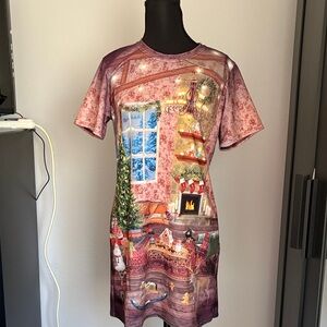Blackmilk holiday scene tee dress